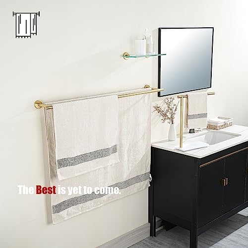 JQK Double Bath Towel Bar, Brushed Gold 39 Inch 304 Stainless Steel Thicken 0.8mm Towel Rack for Bathroom, Towel Holder Wall Mount, Useable Length 36 Inch, TB100L36-BG - Image 4