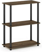 Furinno TURN-N-TUBE Storage Shelves, 3-Tier Book Shelf, Corner Shelf, Toolless Open Shelves, for Organization and Storage, Living Room, Garage, Home Office, Columbia Walnut - Image 4