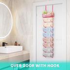 HapiRm Towel Racks for Bathroom Storage - 9 Tier Over The Door & Wall Mount Rolled Towel Storage Organizer Holder with Metal Shelf Basket for Small Bathroom, Camper, Rv - Pink, Patented - Image 4