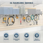 Jusgym 4 Pack Garage Shelving Wall Mounted with 16 Hooks, 1.5x4ft, 1000lbs - Image 4