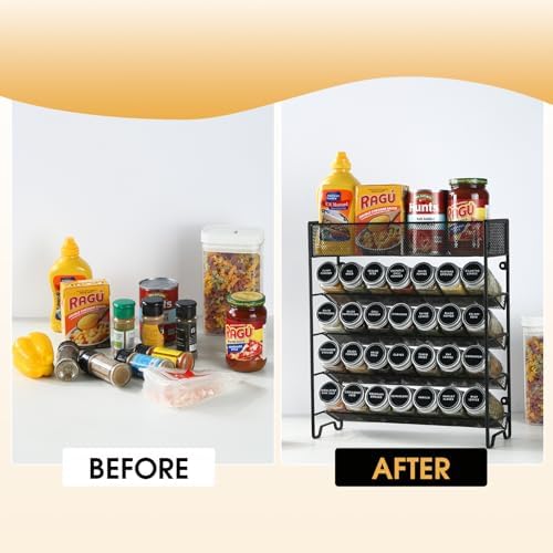 Skiileor Spice Rack Organizer with 28 Spice Jars,Spice Labels and Funnel - Image 4