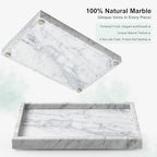 Natural Large Marble Vanity Tray, Stone Organizer for Bathroom & Kitchen - Image 3