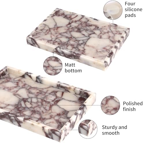 Marble Bathroom Vanity Tray, Calacatta Viola, 12"x 8" x1.2" - Image 2