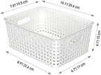 WYT 12-Pack Plastic Small Shelf Storage Weave Baskets for Organizing, White - Image 2