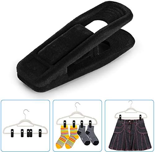 Tinfol 50pc Velvet Hanger Clips, Black Strong Finger Flocked Clips, Large Opening Clip Clothes Pin, Pants Hangers Clip for Thin Clothes Hangers - Image 5