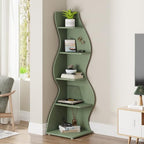 Tribesigns Corner Shelf, Modern 5-Tier Wall Corner Bookshelf, Stylish Corner Small Bookcase Storage Rack Plant Stand with Unique Shape for Living Room, Home Office (Sage Green, 1PC) - Image 5