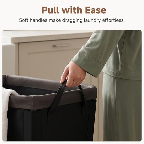 StorageWorks Laundry Hamper with Wheels, 210L Rolling Black Basket - Image 6