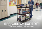 Commercial Heavy-Duty Utility Service Cart | 3 Shelf | | 450 Lbs Max Capacity | Rolling Utility Cart W 33" x H 37" x D 16" Black - Image 6