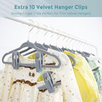 14 Inch Kids Velvet Hangers 50 Pack, Non-Slip Child Hangers, Space-Saving Closet Hangers for Big Kids & Youth, Durable Felt Kids Hangers with 10 Clips & 360° Rose Gold Hook (Gray) - Image 6