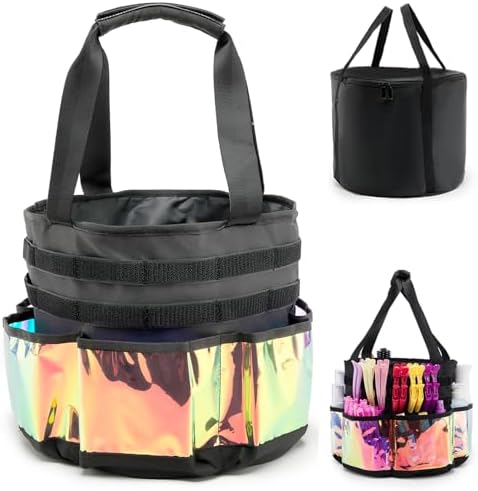 Hairstylist Travel Bag, with Dust Cover, 11L Large Capacity, Heat-Resistant Interior, Iridescent Pockets, 24 Hook-and-loop Slots, Top Drawstring, Makeup & Pet Grooming Supplies Organizer by PUMHUBO