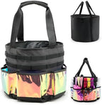 Hairstylist Travel Bag, with Dust Cover, 11L Large Capacity, Heat-Resistant Interior, Iridescent Pockets, 24 Hook-and-loop Slots, Top Drawstring, Makeup & Pet Grooming Supplies Organizer by PUMHUBO