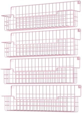 Spice Rack, 4-Pack Seasoning Organizer Wall Mounted for Kitchen Storage Organization, Metal Spice Holder Shelf for Cabinet, Pantry, Pink by AURIKAR