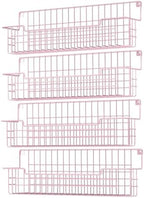 Spice Rack, 4-Pack Seasoning Organizer Wall Mounted for Kitchen Storage Organization, Metal Spice Holder Shelf for Cabinet, Pantry, Pink by AURIKAR