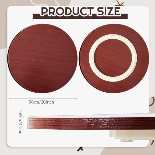 Briwooody 20'' Lazy Susan Turntable Tray for Table Top, Teak - Image 2