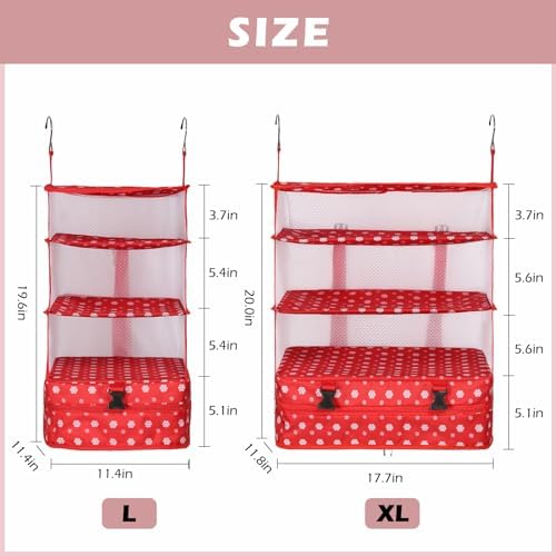 Surblue Hanging Closet Storage Bag Collapsible 3-Shelf Washable Oxford Fabric with 2 Hooks (XL 17.71 * 11.81 * 20in, Snow) - Image 5