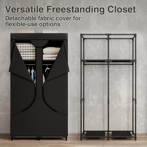 SORCEDAS Wardrobe Closet with Hanging Rods and Shelves for Clothes Storage - Image 6