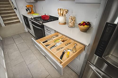 Rev-A-Shelf Custom Trim-to-Fit Silverware Drawer Organizer For Kitchen Utensils, Cutlery Cabinet Storage Divider Insert, 18.5" x 22", Maple Wood, 4WUT-1 - Image 5