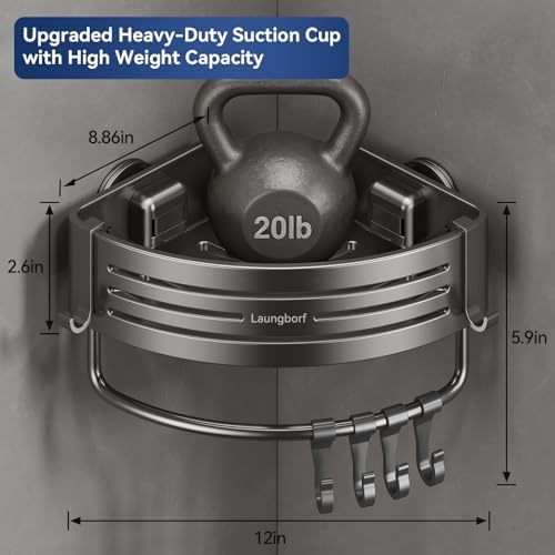 Corner Shower Caddy Suction Cup, Gray (3 Pack) - Image 2