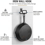 Heavy Duty Iron Wall Hook for Cast Iron Skillets, 7.6-Inch Utility Hanger for Garage and Kitchen Storage - Image 5