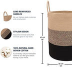 OrganiHaus Tall Cotton Rope Laundry Basket & Hamper, Blanket Storage 52L - Image 2