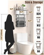 Towel Racks for Bathroom Wall Mounted - Bath Wall Towel Holder Set Above Toilet Storage, Rolled Towel Shelf Organizer for Small Bathroom, Wood Vertical Towel Rack for Bathroom Wall Decor Grey - Image 3
