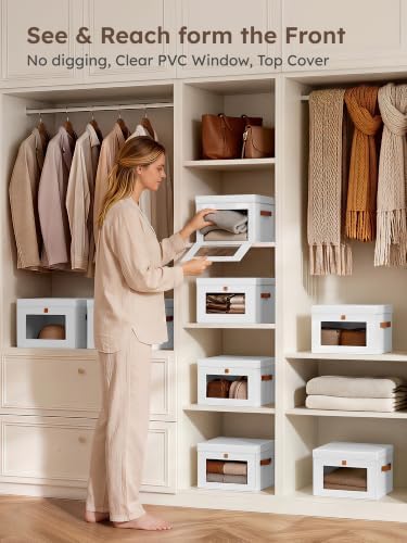 Homsorout Small Closet Storage Bins - Closet Shelf Organizer with Open Window, 6 Pack, White - Image 2