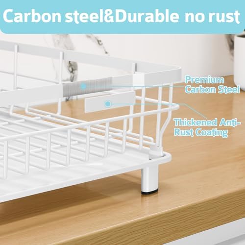 Dish Drying Rack for Kitchen Counter,12.8" W x 16.9" L,White - Image 3