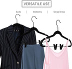 MIZGI Premium All Black Velvet Pants Hangers with Adjustable Clips (Pack of 20) Slim Skirt Hangers- Non Slip Felt Outfit Dress Hangers- Black Hooks,Space Saving Shirt Clothes Hangers - Image 3
