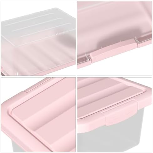 14 Quart Basic Clear Storage Box with Pink Lid (Pack of 2) - Image 3