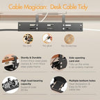 No Drill Under Desk Cable Management Tray, 17”-30” Retractable Cord Organizer for Table, Clamp Mount Wire Basket, Power Strip Holder & Metal Cord Organizer for Office, Home，Black - Image 3