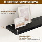 Fun Memories 32" W x 9.3" D Floating Shelves in Black, Rustic Wood Deep Shelves for Bedroom, Kitchen, Living Room, Long Floating Shelf for Wall, Storage Display Wall Shelf for Books Decor - Image 6