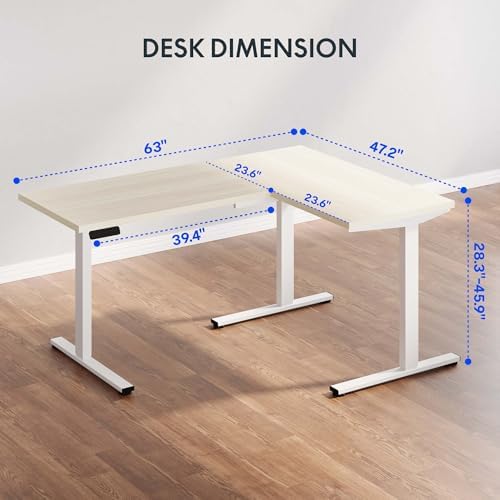 FLEXISPOT 63 x 48 Reversible L-Shaped Corner Standing Desk with Drawers - Image 3