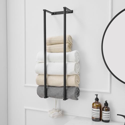 BWE Matte Black Towel Racks for Bathroom 28" Towel Holder for Rolled Towels by BWE