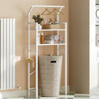 YATINEY 2-Tier Over The Toilet Storage, Multifunctional Vertical Over Toilet Bathroom Organizer, Freestanding Bathroom Storage Shelves with Hooks, Bathroom Organizer, Rustic Brown and Black TR01WT - Image 5