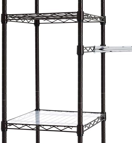 Amazon Basics Expandable Metal Hanging Closet Organizer and Storage Rack Wardrobe with Shelves, 57-80''L x 14''W x 72''H, Bronze - Image 4