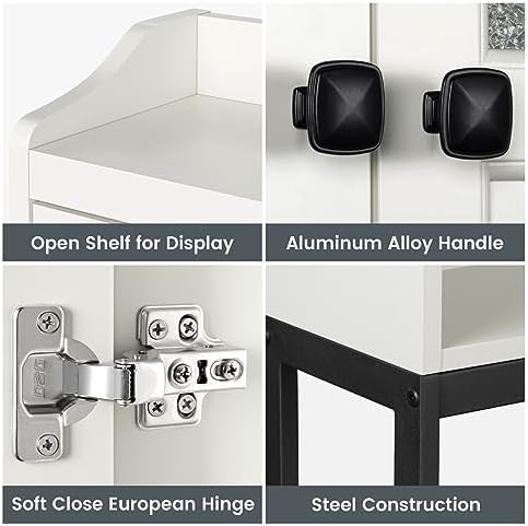 Over The Toilet Storage Cabinet, Above Toilet Bathroom Storage Cabinet with Double Doors and Soft Hinges Over Toilet Storage Shelf Over Toilet Bathroom Organizer (Cream White) - Image 3