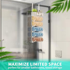 HapiRm Towel Racks for Bathroom Storage - 6 Tier Over The Door & Wall Mount Rolled Towel Storage Organizer Holder with Metal Shelf Basket for Small Bathroom, Camper, Rv - White, Patented - Image 6