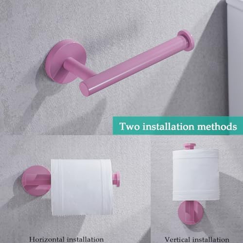 Pink Bathroom Hardware Set,5 Pieces Bathroom Towel Bar Set,24 inch Towel Bar,Towel Ring for Bathroom,Robe Towel Hooks,Toilet Paper Holder Wall Mounted(Drilling),SE96006S-5PK - Image 5