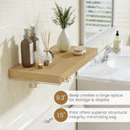 Fun Memories 55 Inch Long Floating Shelves for Wall, 55x9.3 Large Floating Shelf for Bedroom, Kitchen, Bathroom, Wall Mounted Rustic Wood Shelves with Invisible Bracket for Books, Decor, Oak - Image 4