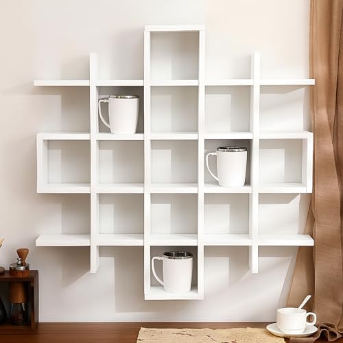 Suzile Mug Display Shelf Wall Mounted,Grid Size 5.1x5.1x3in,White by Suzile