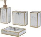 Hymmah Bathroom Accessories Set,Toothbrush Holder,Farmhouse Bathroom Decor,4 Pcs Resin Gift Set Apartment Necessities, Contain Toothbrush Cup,Soap Dispenser,Soap Dish,Tumbler by Hymmah