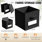 Teenyyou 10 Pack Fabric Storage Cubes 13 Inch Collapsible Cube Bins with Label Window & Handle Foldable Organizers Baskets for Shelf Closet Nursery Kids Room Clothes Book Toy(Black) - Image 3