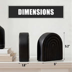 Black 2 Pcs Boho Arch Concrete Bookends for Shelves, Rainbow - Image 2