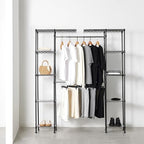 Amazon Basics Expandable Metal Hanging Closet Organizer System with Storage Shelves, Adjustable, Easy to Assemble, 57-80"L x 14"W x 72"H, Black - Image 2