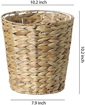 Bathroom Wastebasket - Hand-Woven Water Hyacinth Wicker Decorative Trash Can, Seagrass Garbage Bin… - Image 5