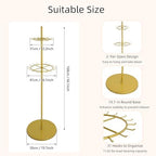 66 Inch Tall Tie Rack Belt Display Shelf, Floor Standing Belt Hanger 2 Tier Retail Scarf Stand Jewelry Necklaces Organizer Shawls Purse Shelf for Clothing Store Home (Gold) - Image 4