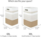 Rectangular Cotton Rope Laundry Hamper 60L Foldable Basket - Image 7