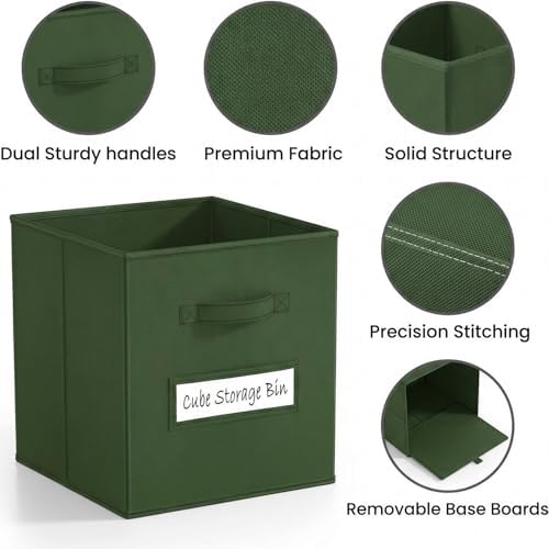 Storage Bins,11" Cube Storage Bin with Labels,10pcs,Dark Green - Image 2