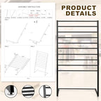 Hijab Organizer, 10 Tier Metal Scarf Holder Organizer, Freestanding Scarf Shawl Display Stand Belt Holder for Boutique, Retail Store, Bedroom, Clothing Store(Black,57" X 31.5" X 15.75") - Image 6