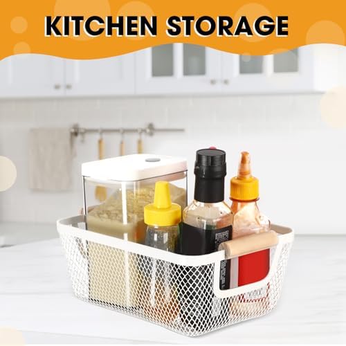 Ziliny 4 Pcs Mesh Wire Baskets for Organizing, Small, Cream White - Image 3
